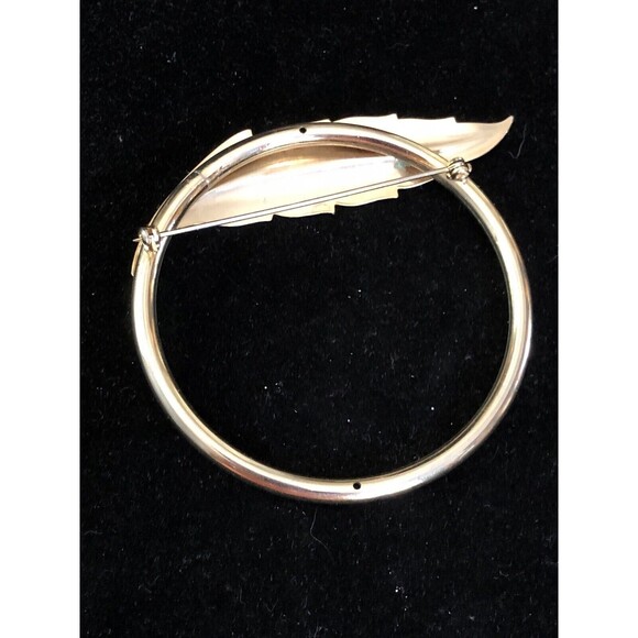 STUNNING VINTAGE ESTATE GOLD TONE CIRCLE LEAF 3" BROOCH - Picture 4 of 6